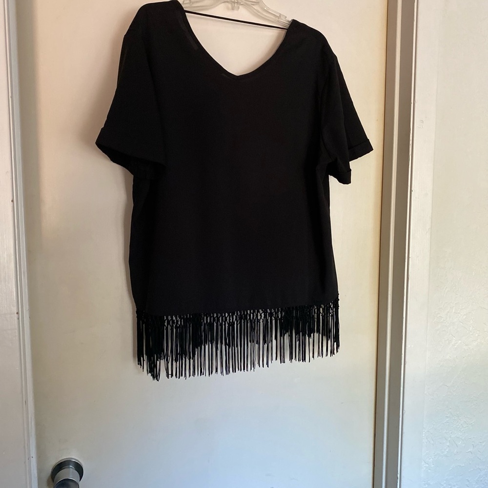 Flirty DASH NWOT black fringe top